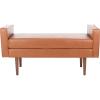 Safavieh Home Henri Mid-Century Light Beige Linen 25-inch Bench(Light Brown / Walnut)
