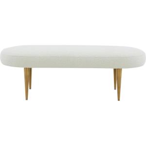 SAFAVIEH Couture Collection Corinne Pale Taupe Velvet and Gold Oval Bench(Ivory/Gold)