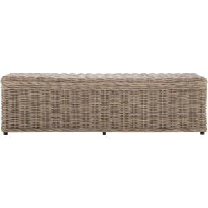 SAFAVIEH Home Collection – Caius Natural Wicker Storage Bench, Rustic Rattan Bench with Hinged Lid for Bedroom or Entryway, Fully Assembled (SEA7017A)