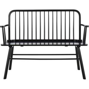 SAFAVIEH Home Collection – Lucilia Spindle Bench, White Solid Wood Entryway or Dining Bench, Windsor Style Seating (BCH8501B)(Black)