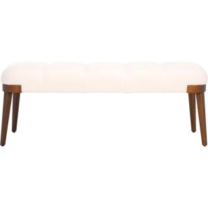 SAFAVIEH Home Collection Maila Off-White Velvet/Copper Rectangle Bench