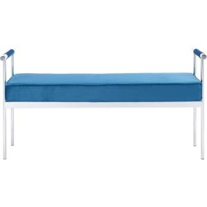 SAFAVIEH Home Collection PIM Navy Velvet/Chrome Long Rectangle Living Room Bedroom Entryway Foyer Office Hallway Upholstered Bench with Arms(Navy / Chrome)