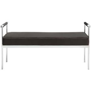 SAFAVIEH Home Collection PIM Navy Velvet/Chrome Long Rectangle Living Room Bedroom Entryway Foyer Office Hallway Upholstered Bench with Arms(Shale / Chrome)