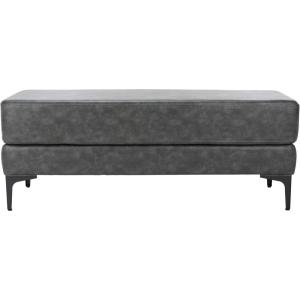 Safavieh Home Elise 48-inch Grey Faux Leather and Black Rectangular Bench(Grey / Black)