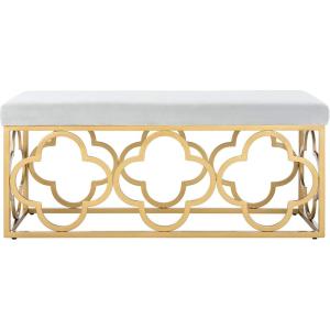 Safavieh Home Fleur 45-inch Glam Grey Velvet and Gold Rectangle Bench(Grey / Gold)