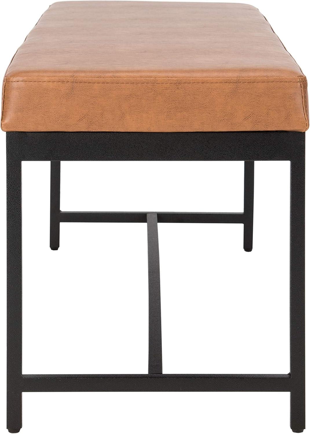 image:imageSafavieh Home Chase 47inch Grey Faux Leather and Black BenchBrown Black