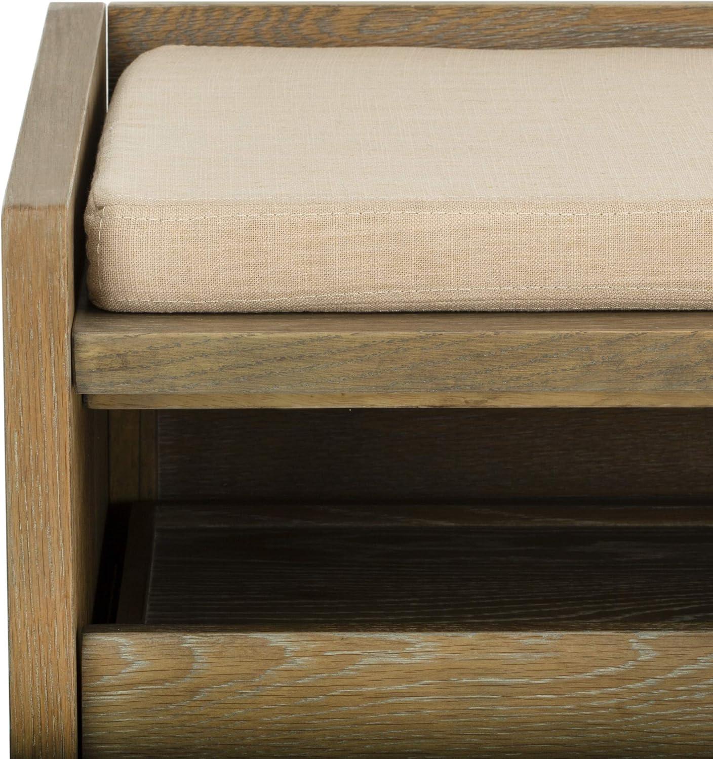 image:imageSafavieh Home Percy 31inch Rustic Oak and Beige Storage BenchRustic Oak Beige