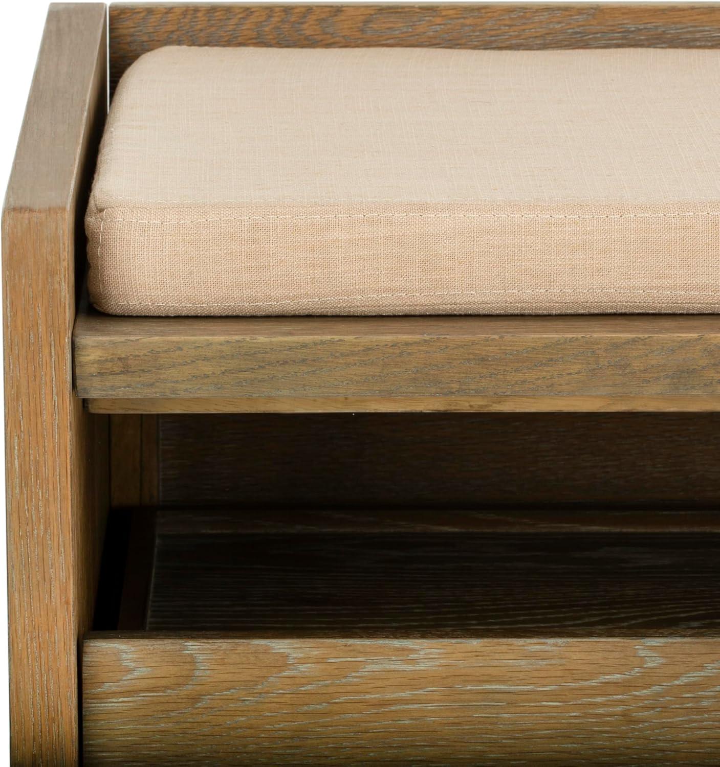 image:imageSafavieh Home Percy 31inch Rustic Oak and Beige Storage BenchRustic Oak Beige