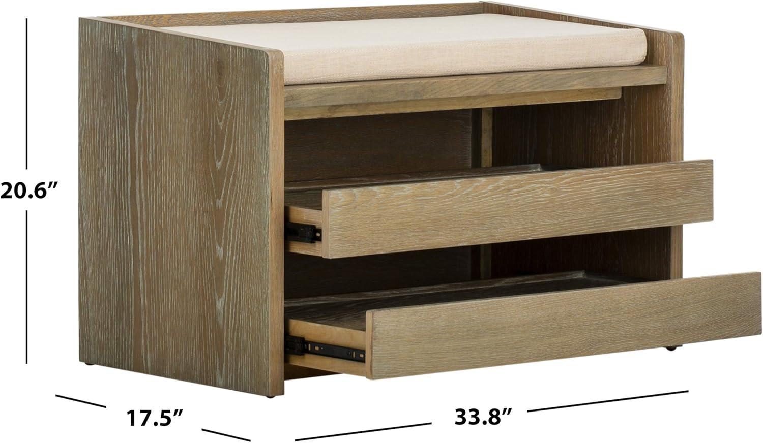 image:imageSafavieh Home Percy 31inch Rustic Oak and Beige Storage BenchRustic Oak Beige
