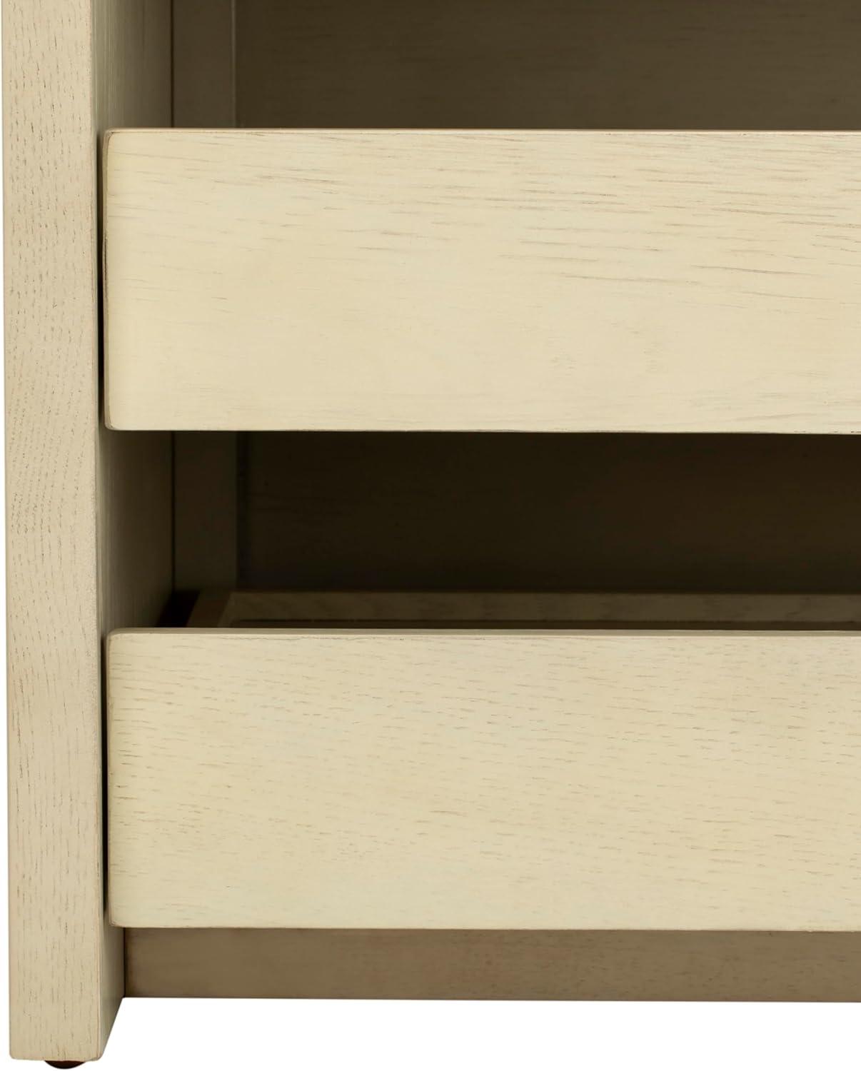 image:imageSafavieh Home Percy 31inch Rustic Oak and Beige Storage BenchWhite Washed Beige