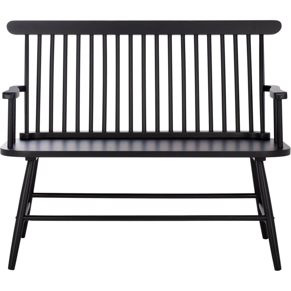 image:imageSAFAVIEH Home Collection  Eton Sage Green Solid Wood Bench Farmhouse Spindle Back Indoor Seating for Entryway or Dining BCH3300ABlack