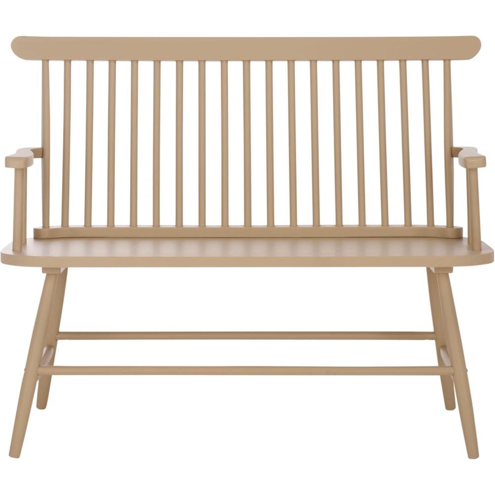 image:imageSAFAVIEH Home Collection  Eton Sage Green Solid Wood Bench Farmhouse Spindle Back Indoor Seating for Entryway or Dining BCH3300AKhaki
