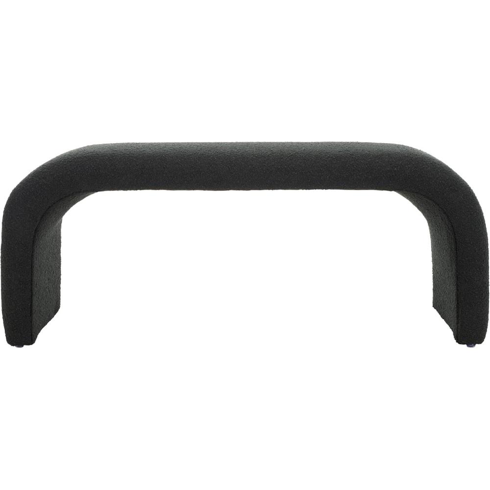 image:imageSAFAVIEH Home Collection Tenko Black Boucle Curved Waterfall Bench Fully Assembled