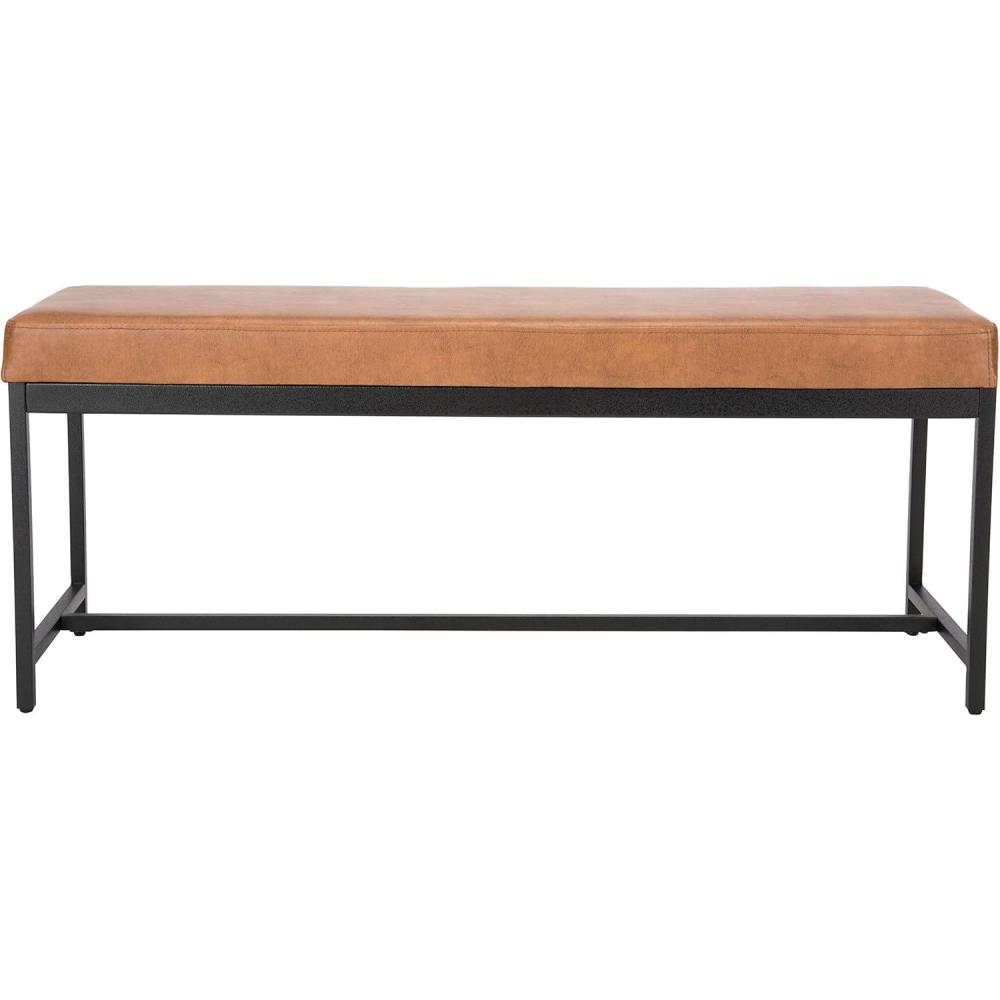 image:imageSafavieh Home Chase 47inch Grey Faux Leather and Black BenchBrown  Black