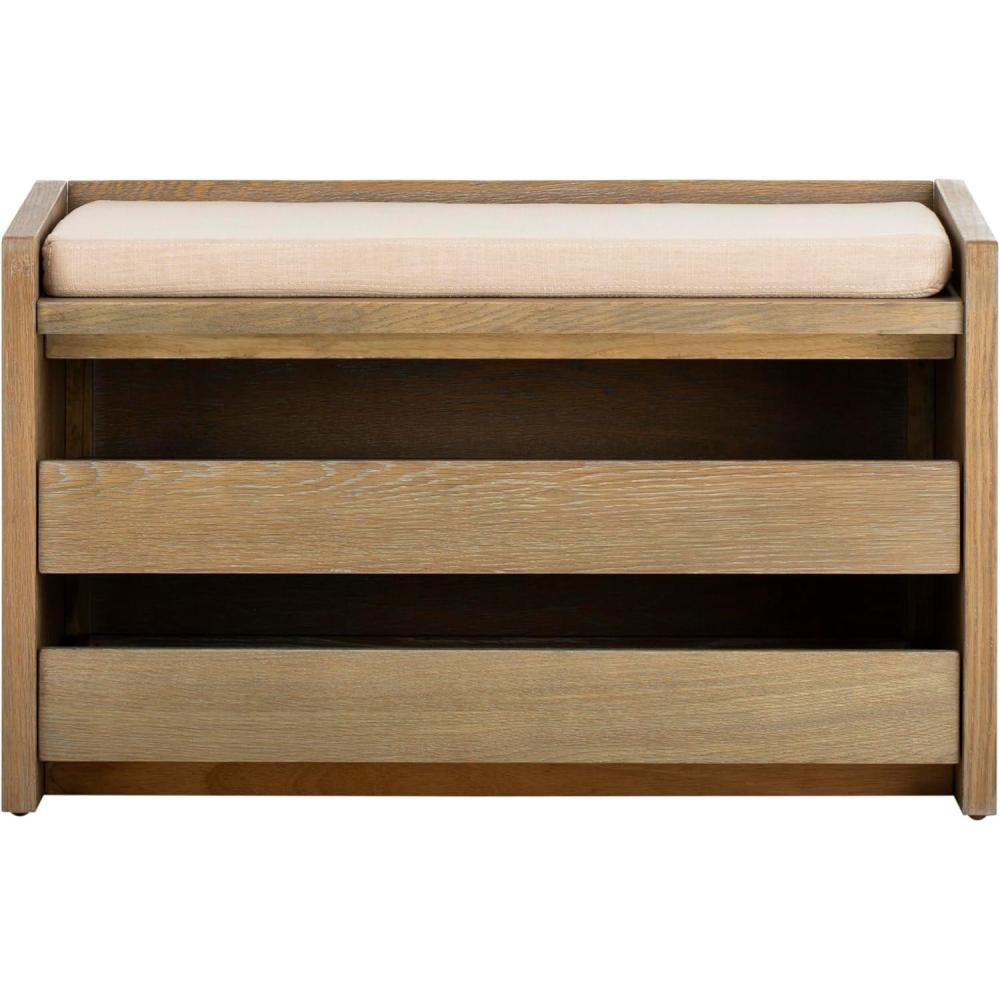 image:imageSafavieh Home Percy 31inch Rustic Oak and Beige Storage BenchRustic Oak Beige