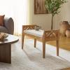 SAFAVIEH Home Collection – Hamburg Bench, Natural Solid Wood Frame with Beige Upholstered Seat (BCH3702A)(Beige/Natural)