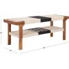 SAFAVIEH Home Collection – Munich Boho Bench, Natural & Black Woven Seat with Brown Solid Wood Frame and Lower Shelf (BCH3703A)(Beige Black/Natural)