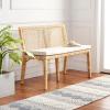 SAFAVIEH Home Collection Civility Coastal Natural Rattan/White Cushion Antique Webbing Sofa Bench (Fully Assembled)