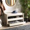 Safavieh Home Percy 31-inch Rustic Oak and Beige Storage Bench(White Washed / Beige)