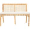 SAFAVIEH Home Collection Civility Coastal Natural Rattan/White Cushion Antique Webbing Sofa Bench (Fully Assembled)