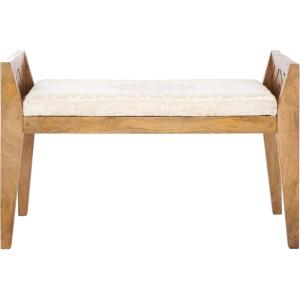 SAFAVIEH Home Collection – Hamburg Bench, Natural Solid Wood Frame with Beige Upholstered Seat (BCH3702A)(Beige/Natural)