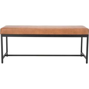 Safavieh Home Chase 47-inch Grey Faux Leather and Black Bench(Brown / Black)