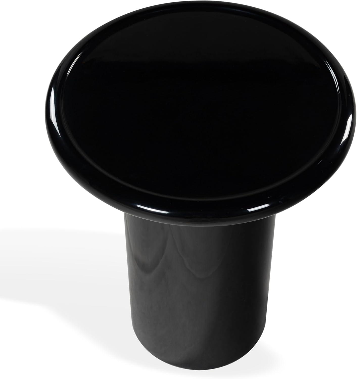 image:imageSAFAVIEH Couture Collection Lolita Red Concrete Accent Table Modern Round Top Side Table High Gloss Finish Fully Assembled SFV2622CBlack