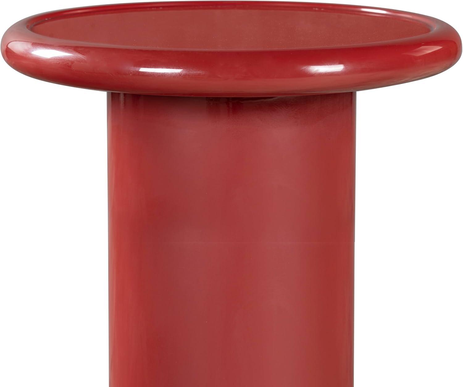 image:imageSAFAVIEH Couture Collection Lolita Red Concrete Accent Table Modern Round Top Side Table High Gloss Finish Fully Assembled SFV2622CRed