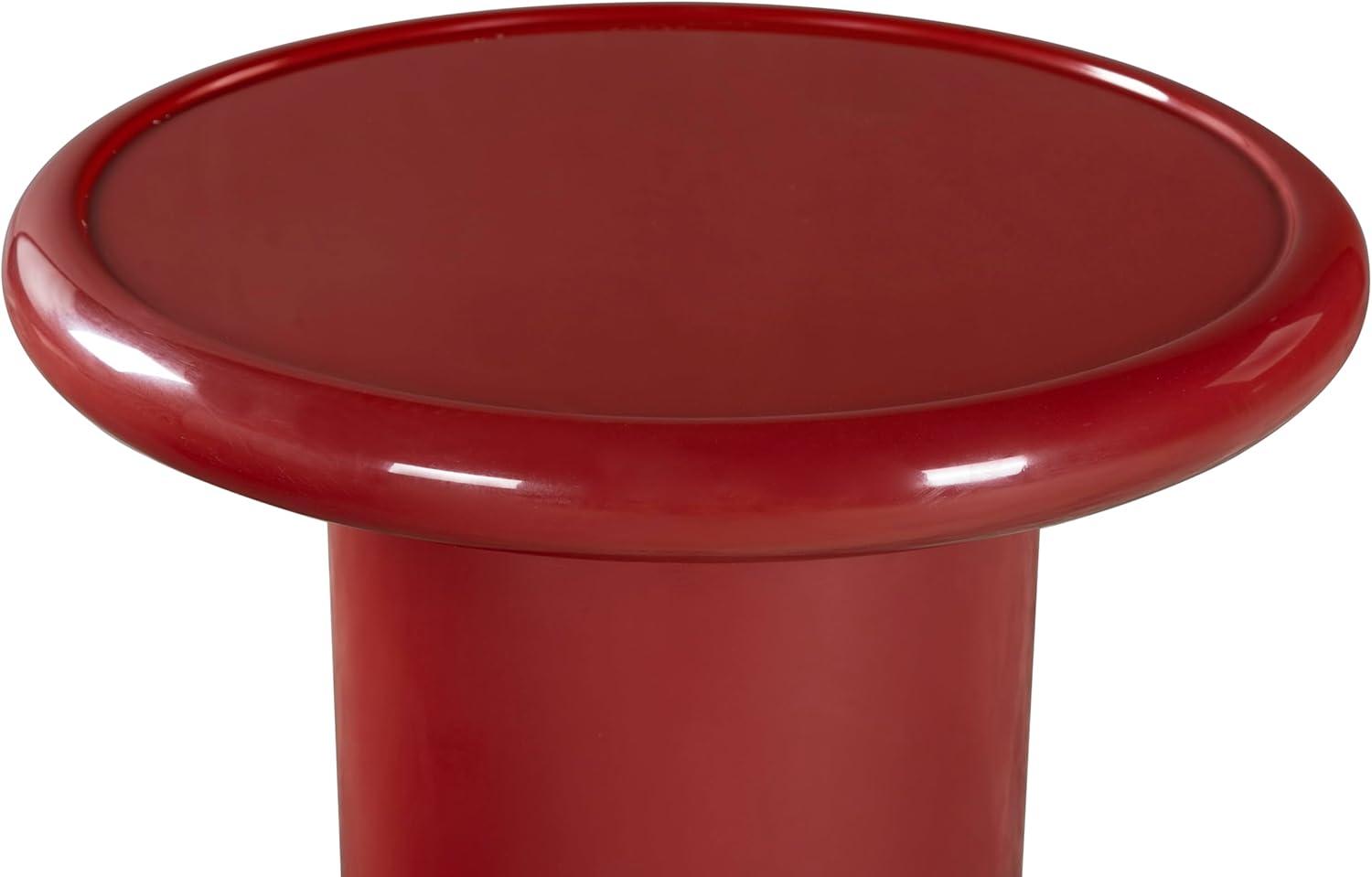 image:imageSAFAVIEH Couture Collection Lolita Red Concrete Accent Table Modern Round Top Side Table High Gloss Finish Fully Assembled SFV2622CRed