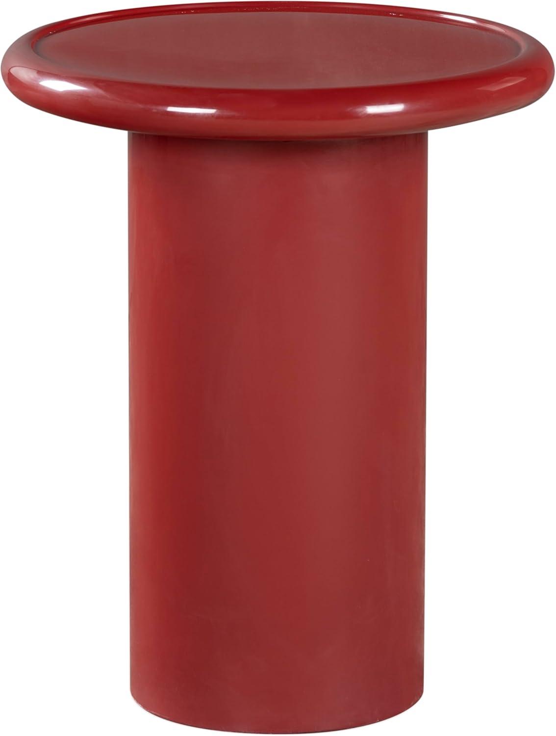 image:imageSAFAVIEH Couture Collection Lolita Red Concrete Accent Table Modern Round Top Side Table High Gloss Finish Fully Assembled SFV2622CRed