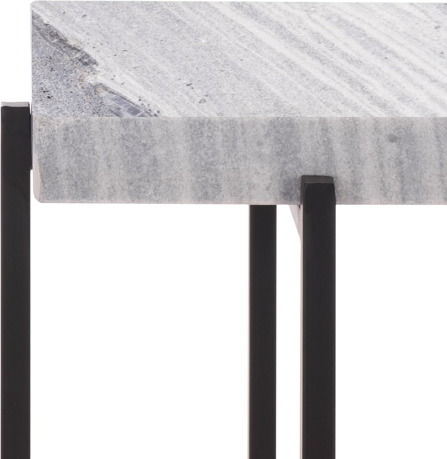image:imageSAFAVIEH Home Collection Aloha Side Table with Grey Marble Top amp Black Iron Base Modern Accent Table Fully Assembled ACC3748AGreyBlack