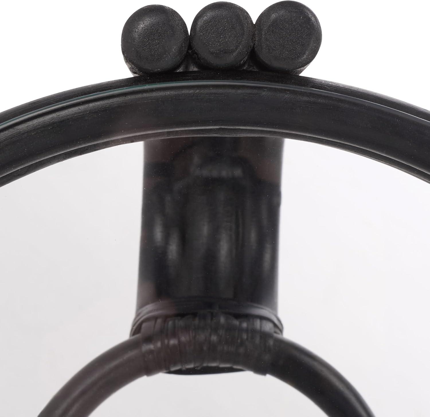 image:imageSAFAVIEH Home Collection Bilian Round Accent Table Black Rattan Base with Tempered Glass Top Fully Assembled Accent Table for Living Room or Bedroom ACC9900CBlack