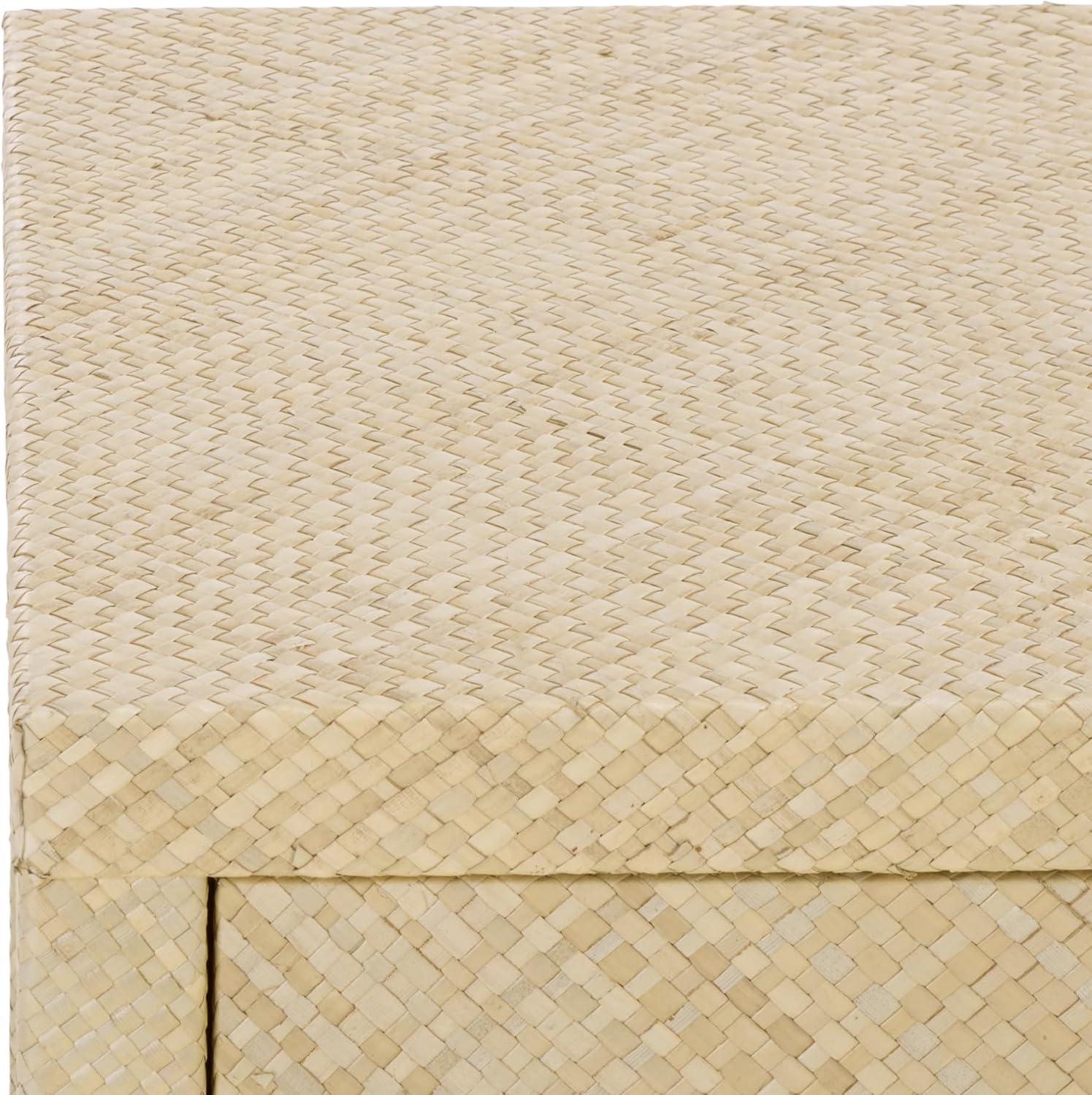 image:imageSAFAVIEH Home Collection Epke Natural Brown 1Drawer 1Shelf Accent Table Woven Raffia Design Fully Assembled ACC6616ANatural