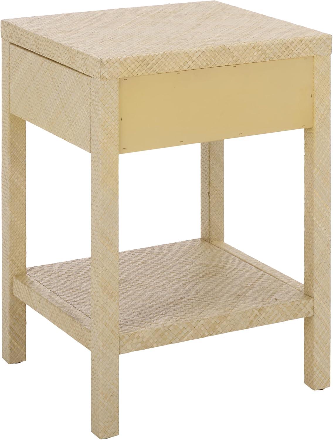 image:imageSAFAVIEH Home Collection Epke Natural Brown 1Drawer 1Shelf Accent Table Woven Raffia Design Fully Assembled ACC6616ANatural