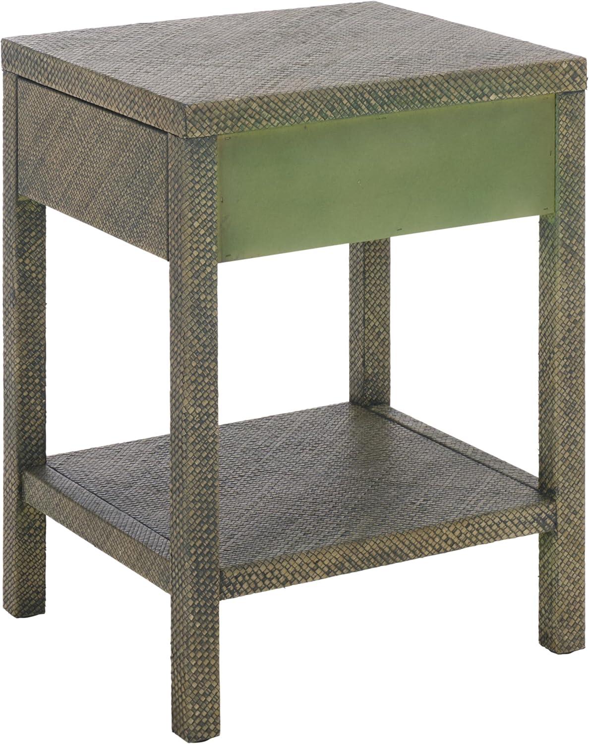 image:imageSAFAVIEH Home Collection Epke Natural Brown 1Drawer 1Shelf Accent Table Woven Raffia Design Fully Assembled ACC6616ATurquoise