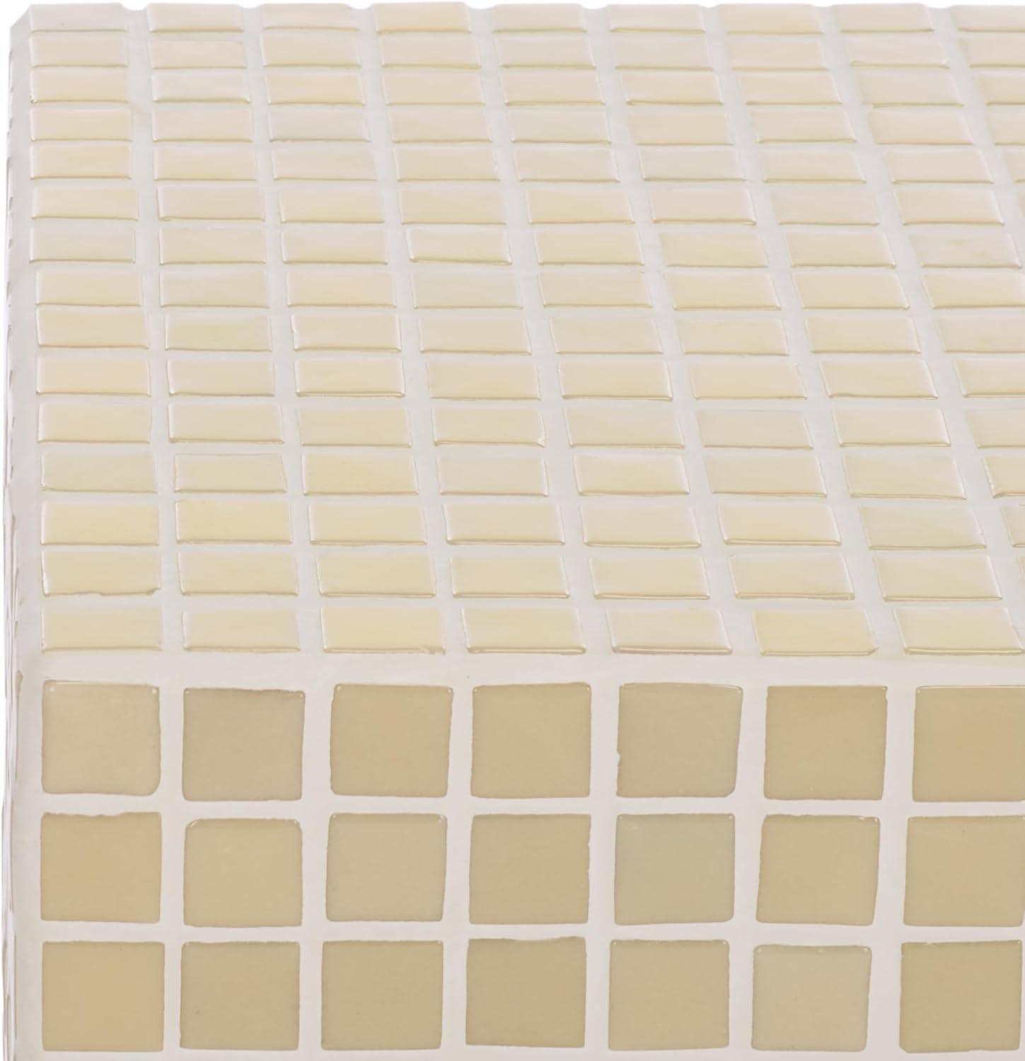 image:imageSAFAVIEH Home Collection Hikari Cube Accent Table with Cream Mosaic Tile Design Modern Geometric Side Table Fully Assembled ACC3229BCream