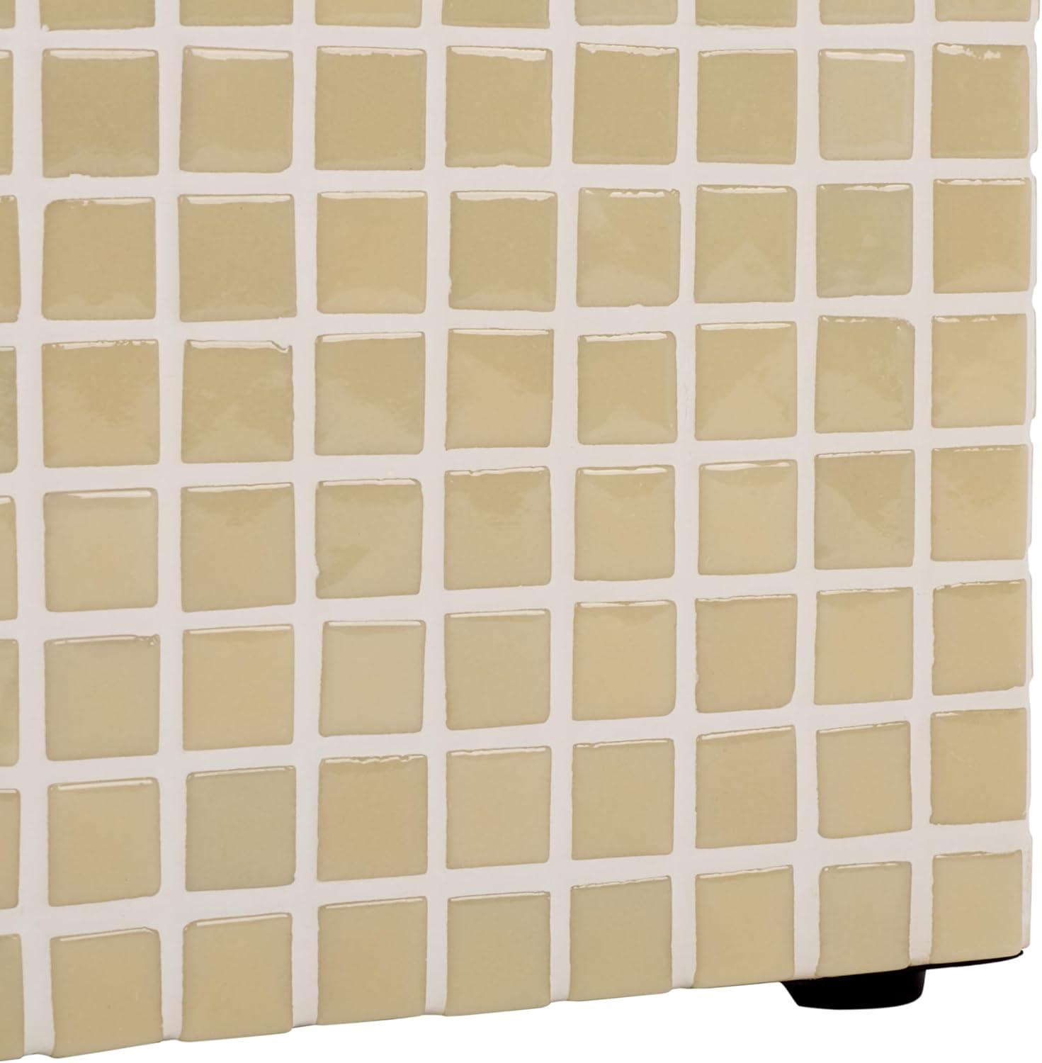 image:imageSAFAVIEH Home Collection Hikari Cube Accent Table with Cream Mosaic Tile Design Modern Geometric Side Table Fully Assembled ACC3229BCream