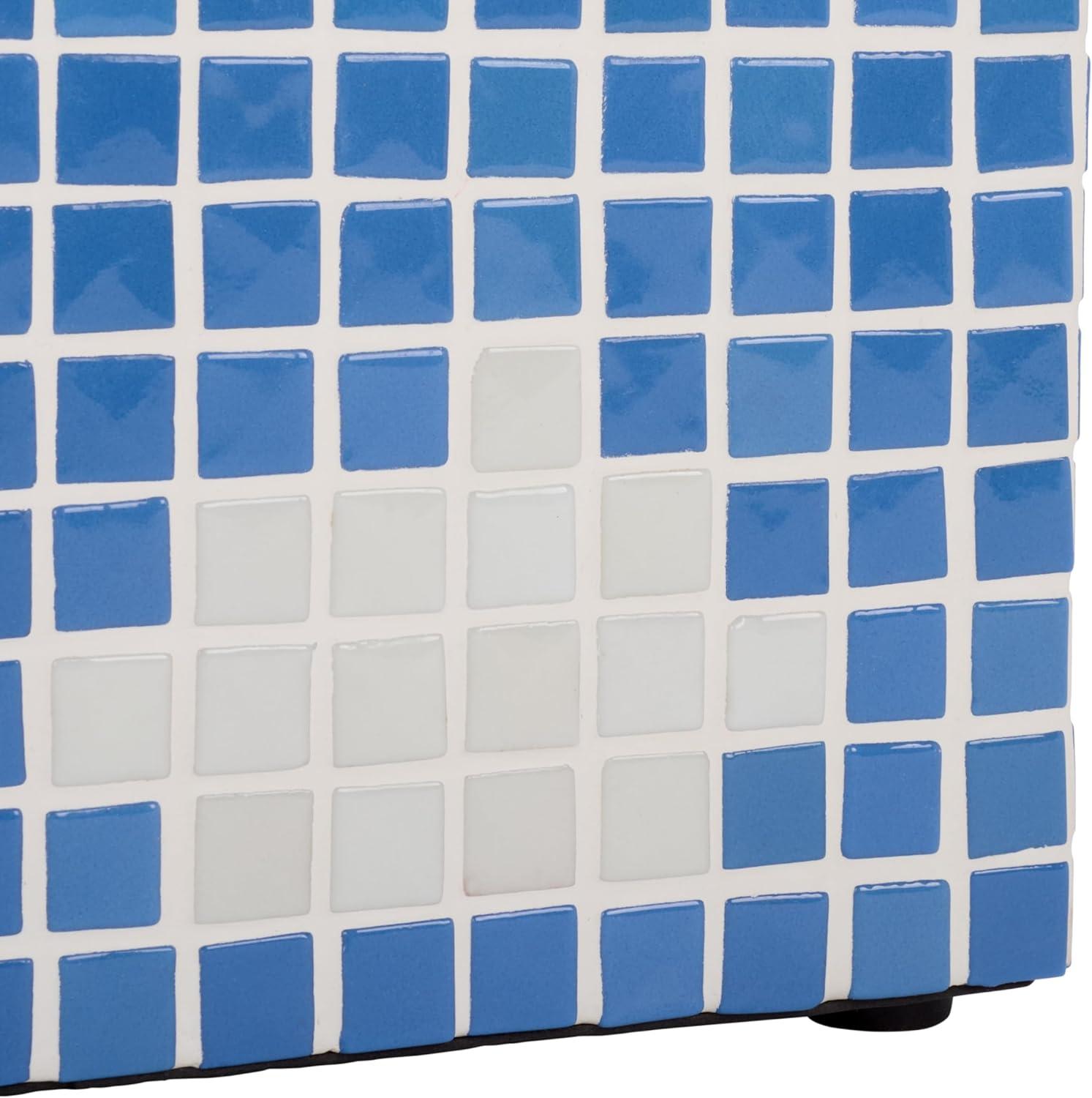 image:imageSAFAVIEH Home Collection Hikari Cube Accent Table with Cream Mosaic Tile Design Modern Geometric Side Table Fully Assembled ACC3229BLight BlueWhite