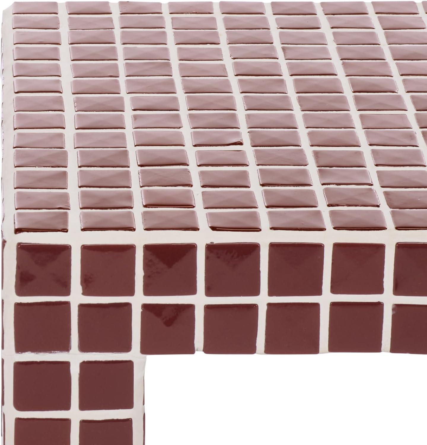 image:imageSAFAVIEH Home Collection Hotaru Accent Table with Bordeaux Mosaic Tile Finish Modern Square Side Table Fully Assembled ACC3231CBordeaux