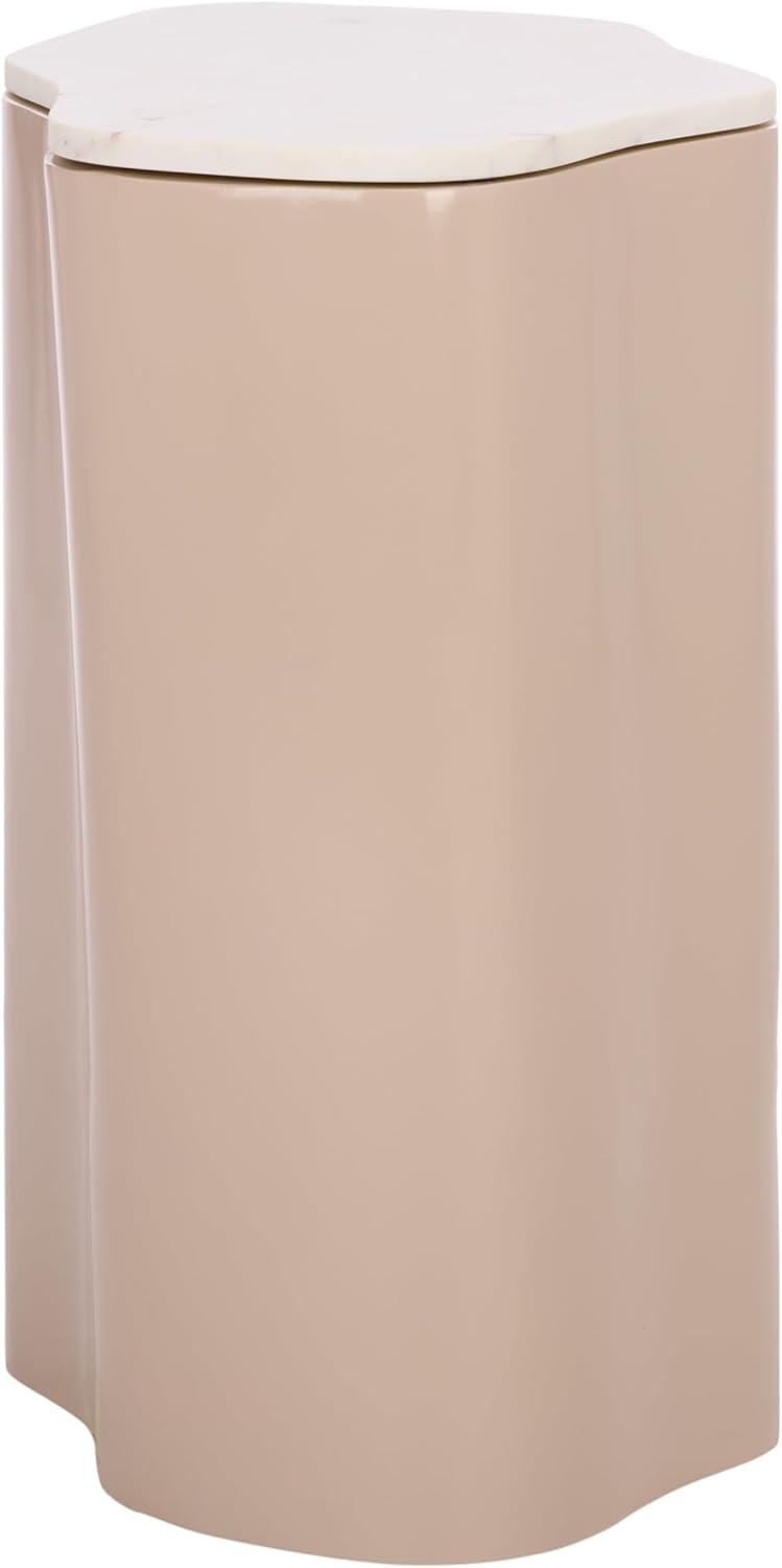 image:imageSAFAVIEH Home Collection Kanon Taupe Base amp White Marble Top Accent Table Sculptural Modern Design Fully Assembled ACC3235AWhiteTaupe
