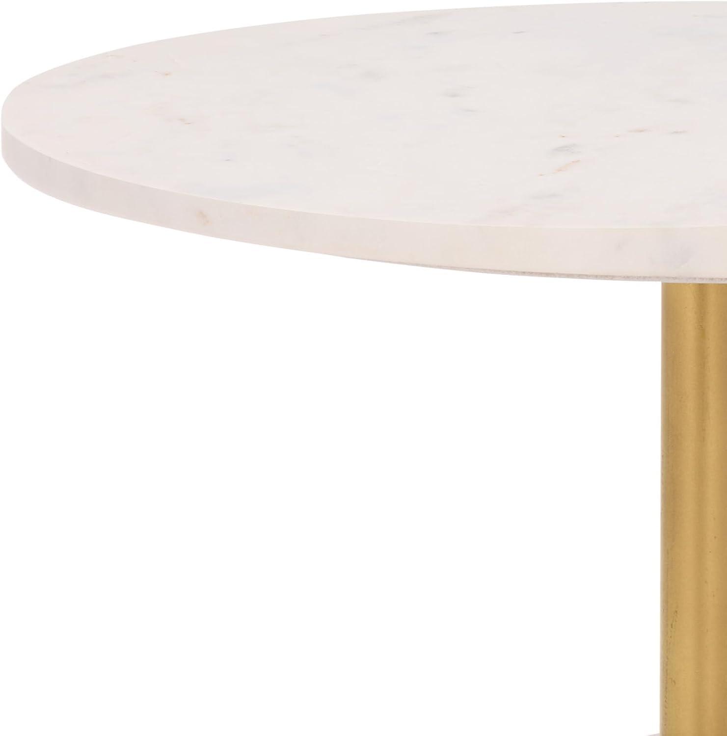 image:imageSAFAVIEH Home Collection Kashi Clear Glass amp White Marble Round Side Table Modern Pedestal Accent Table Fully Assembled ACC3217AClearWhite