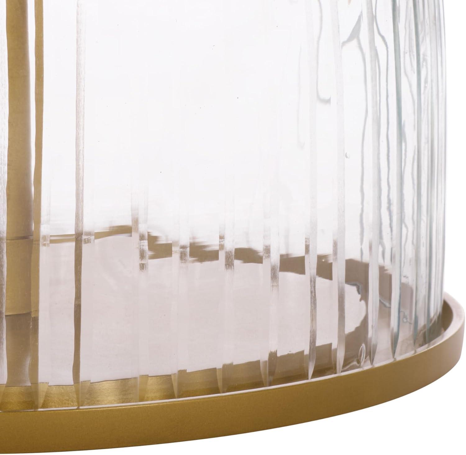 image:imageSAFAVIEH Home Collection Kashi Clear Glass amp White Marble Round Side Table Modern Pedestal Accent Table Fully Assembled ACC3217AClearWhite