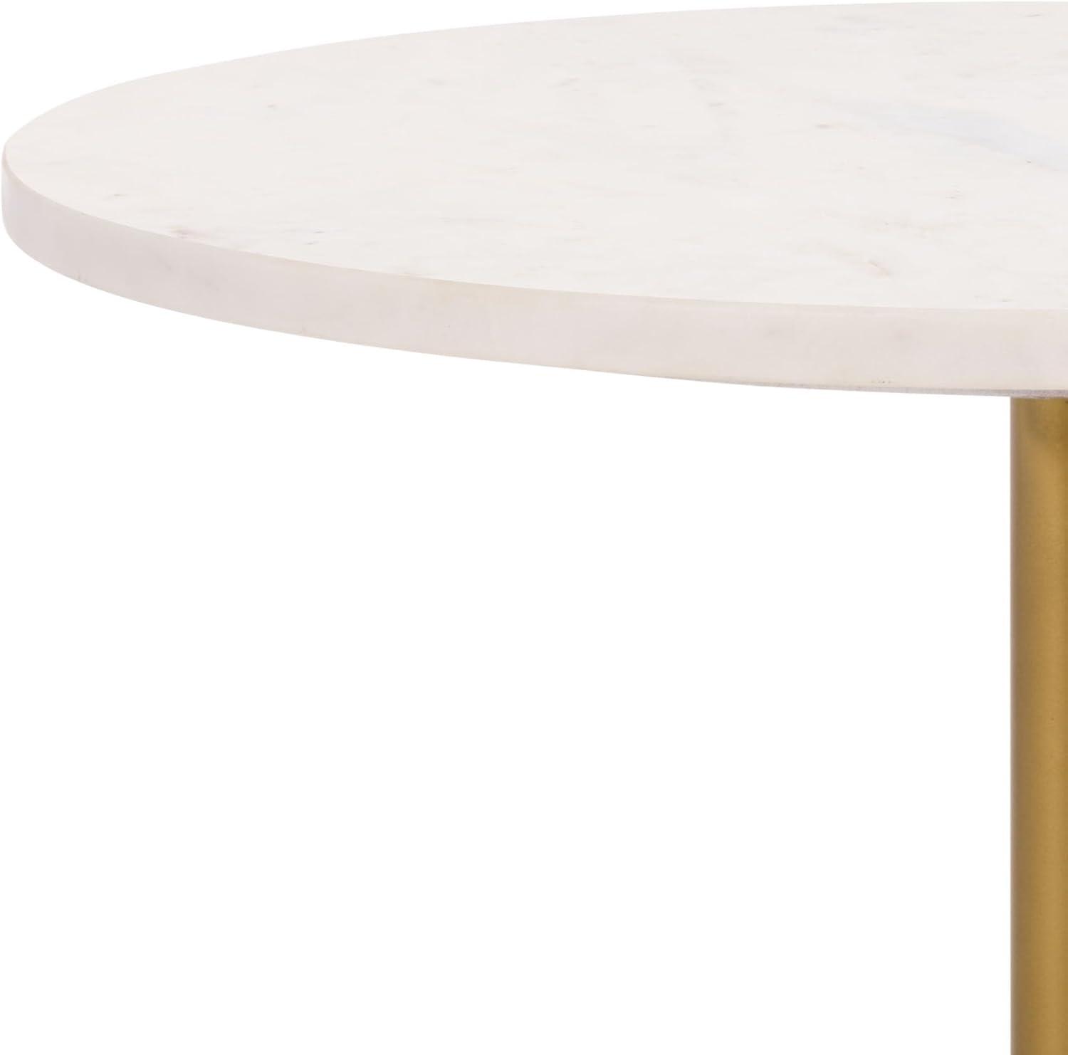 image:imageSAFAVIEH Home Collection Kashi Clear Glass amp White Marble Round Side Table Modern Pedestal Accent Table Fully Assembled ACC3217AGreyWhite