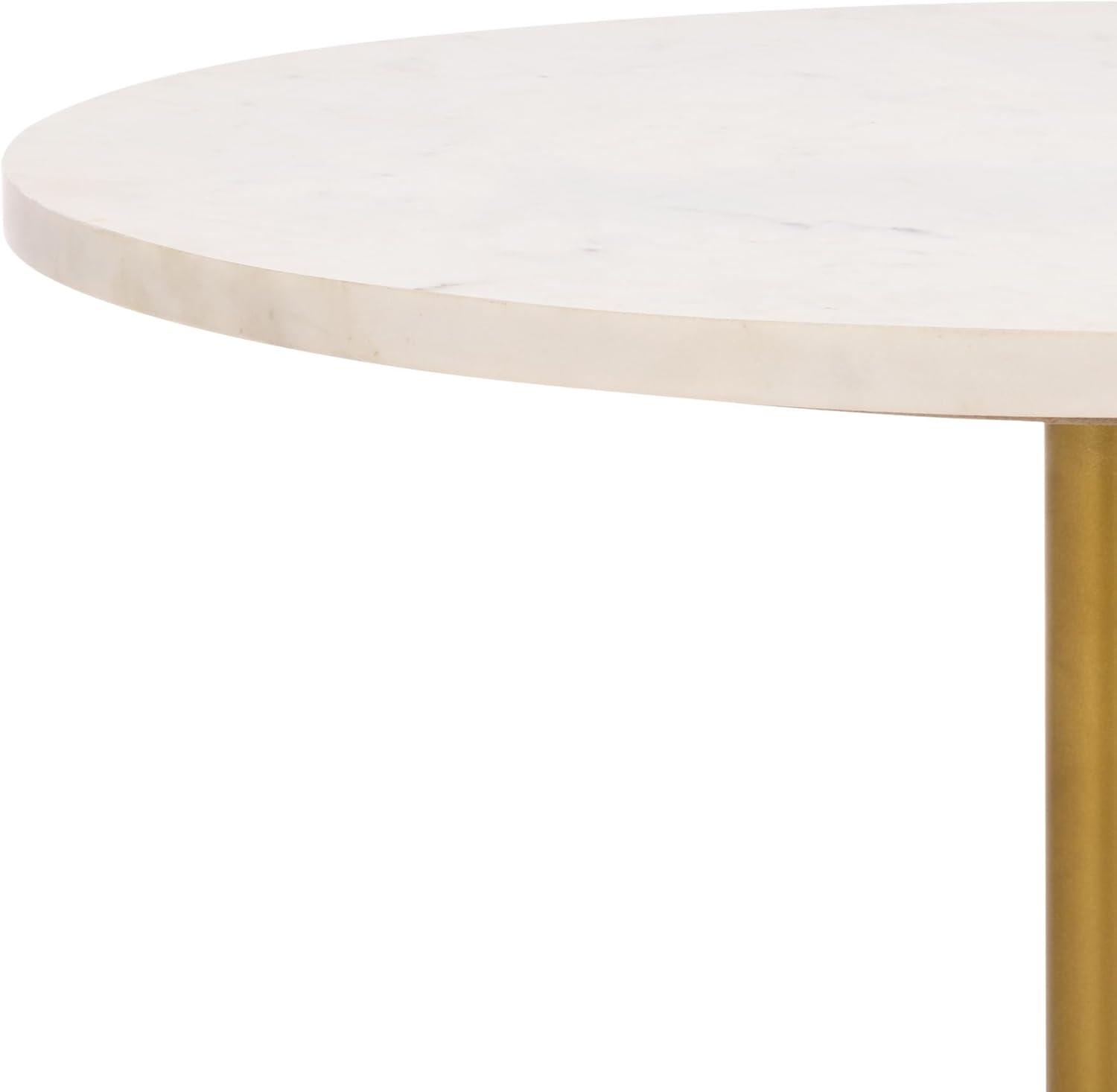 image:imageSAFAVIEH Home Collection Kashi Clear Glass amp White Marble Round Side Table Modern Pedestal Accent Table Fully Assembled ACC3217APinkWhite