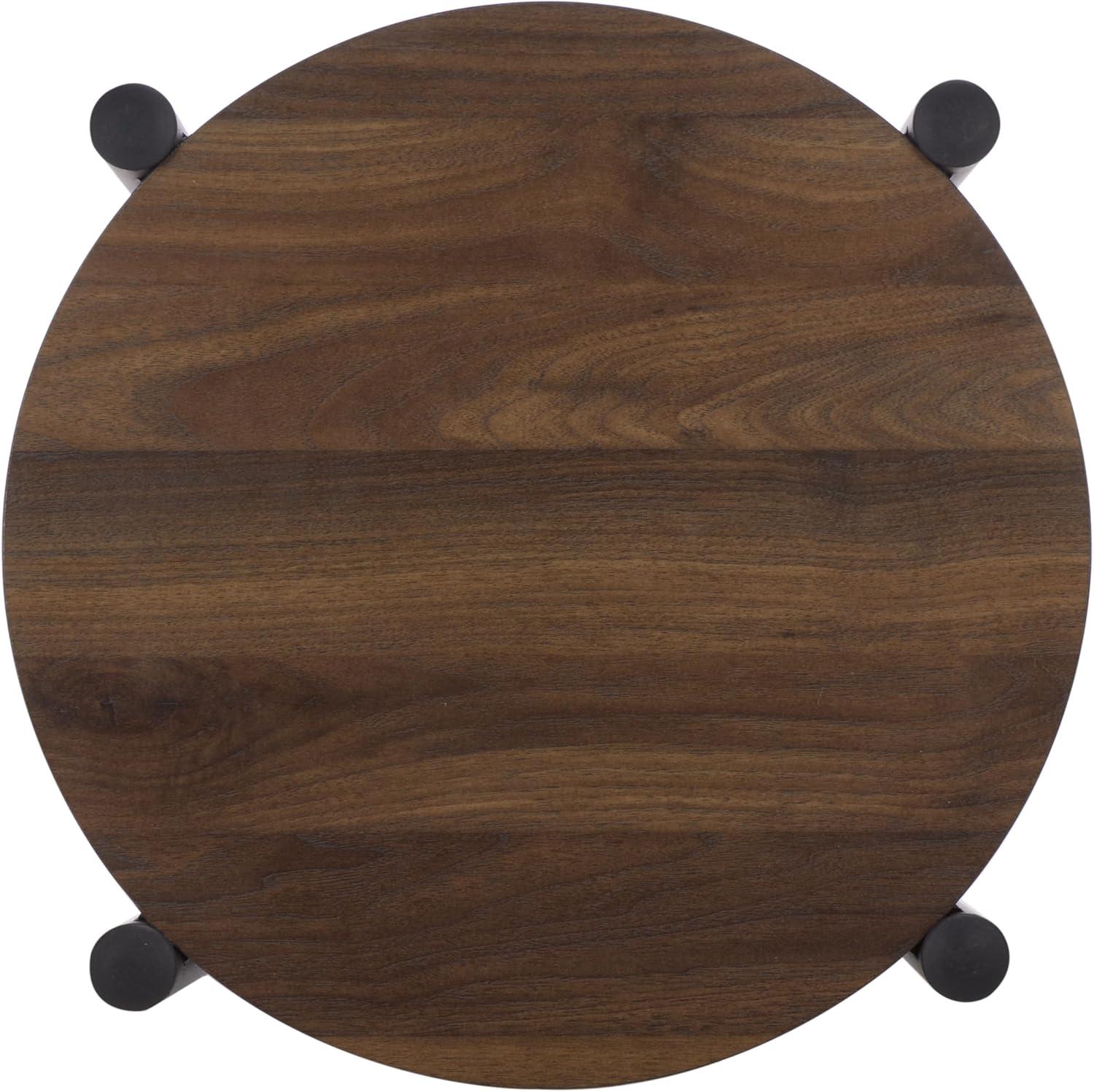 image:imageSAFAVIEH Home Collection Marami Round Accent Table Walnut Finish Top Black Metal Legs Modern Accent Table for Living Room or Bedroom ACC3601AWalnutBlack