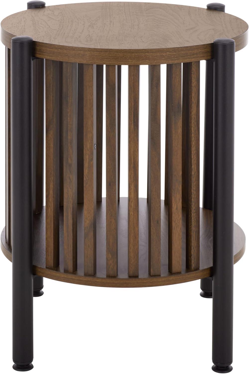 image:imageSAFAVIEH Home Collection Marami Round Accent Table Walnut Finish Top Black Metal Legs Modern Accent Table for Living Room or Bedroom ACC3601AWalnutBlack