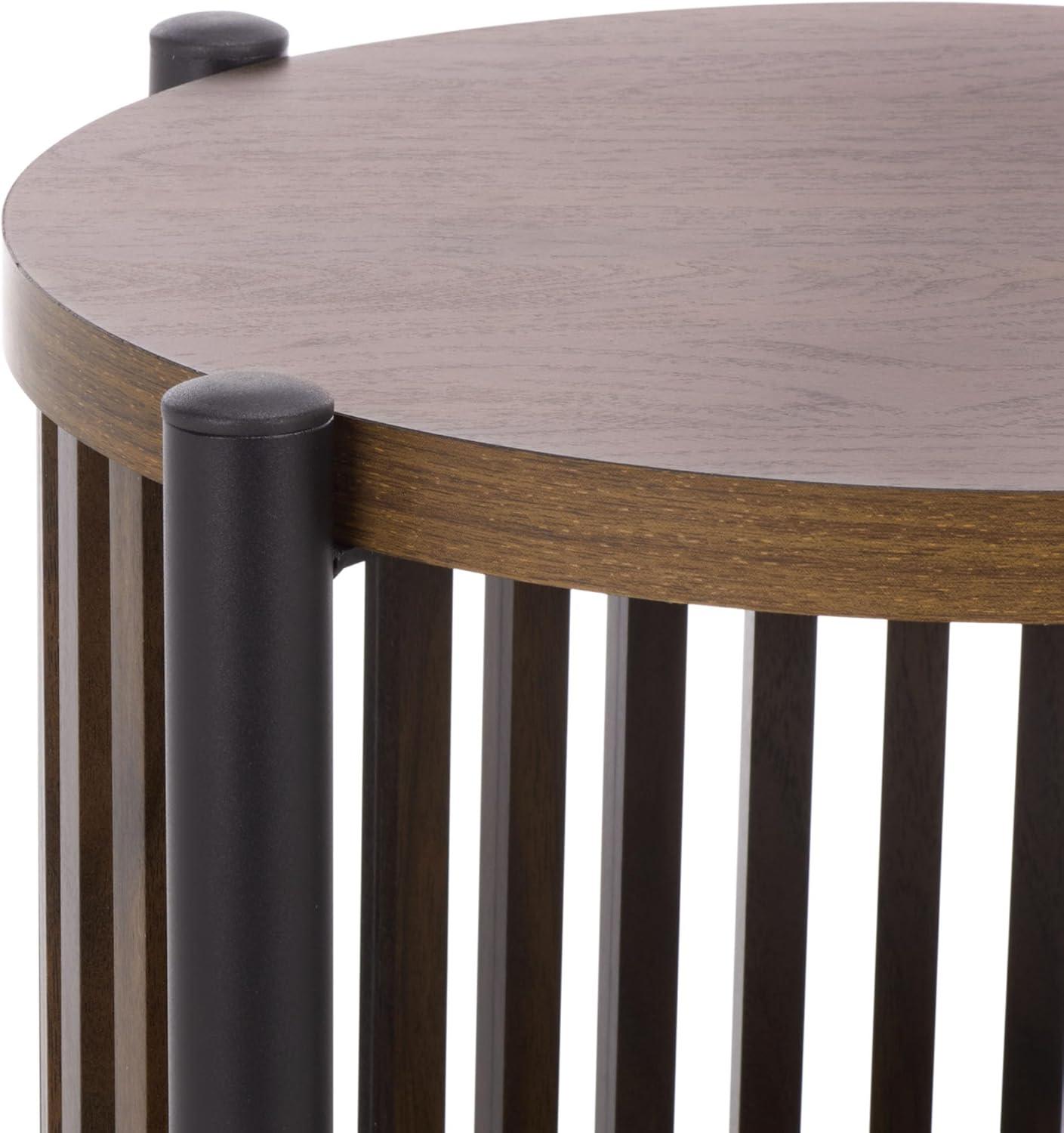 image:imageSAFAVIEH Home Collection Marami Round Accent Table Walnut Finish Top Black Metal Legs Modern Accent Table for Living Room or Bedroom ACC3601AWalnutBlack