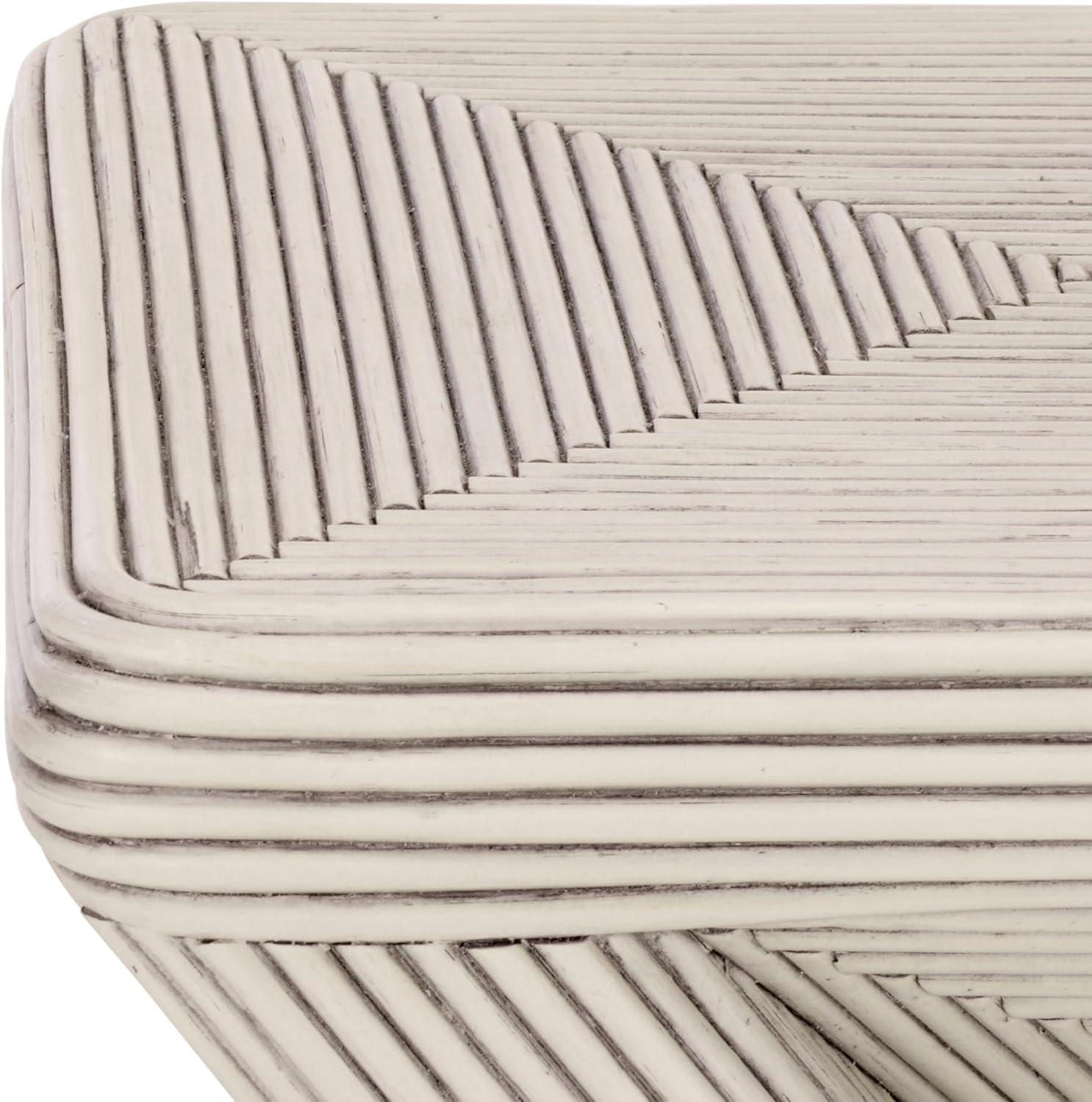 image:imageSAFAVIEH Home Collection Matvey White Washed Rattan Accent Table Sculptural Geometric Design Fully Assembled ACC6701AWhite Washed