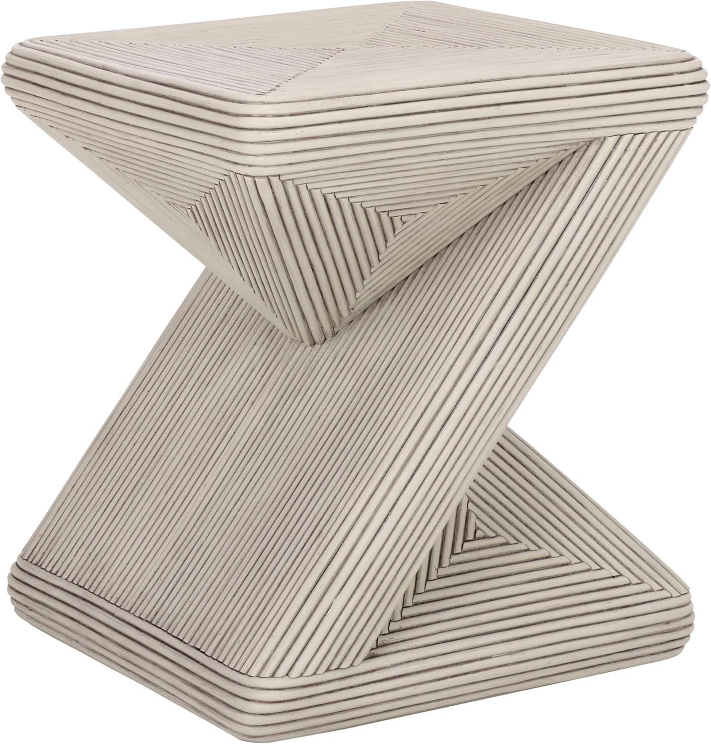 image:imageSAFAVIEH Home Collection Matvey White Washed Rattan Accent Table Sculptural Geometric Design Fully Assembled ACC6701AWhite Washed