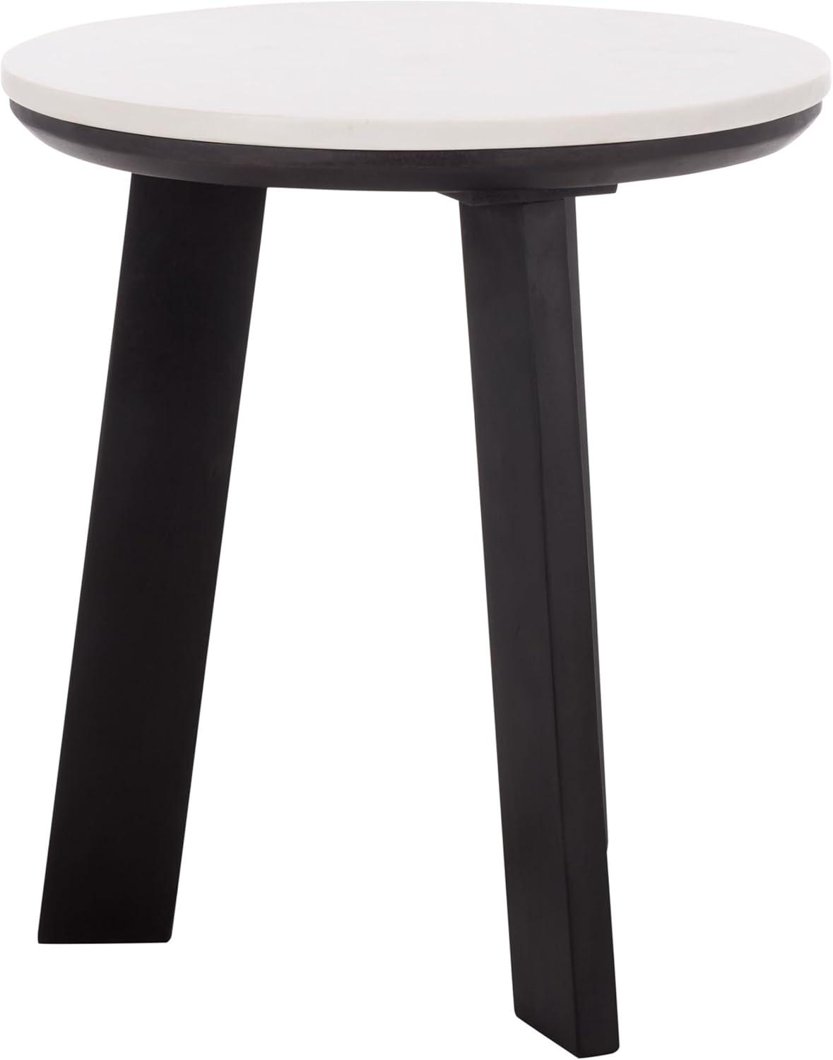image:imageSAFAVIEH Home Collection Sanji Marble Top Accent Table Round Modern Side Table White Marble amp Natural Wood Base ACC3737AWhiteBlack